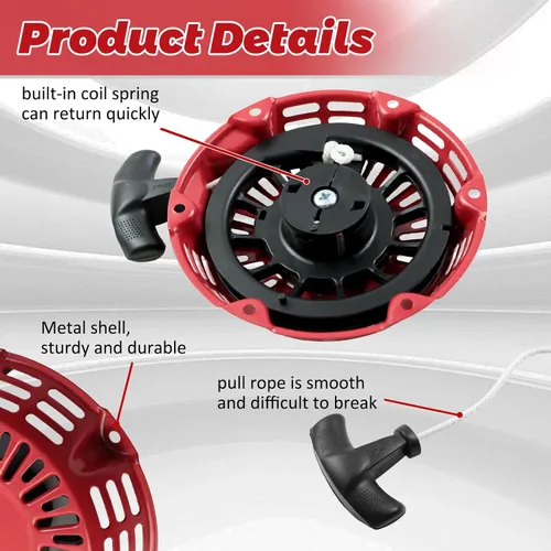 Vista 7 de WOTIAN Conjunto de arranque GX160 compatible con Honda GX120 GX200 5.5HP 6.5HP Piezas de repuesto del motor 28400-Z4M-306ZB 27400-Z1T-702 Arrancador