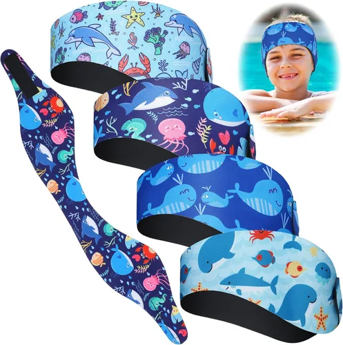 Vista 8 de 4 diademas de natación para natación, banda ajustable para la oreja para mantener el agua fuera, protección para los oídos para niños y adultos