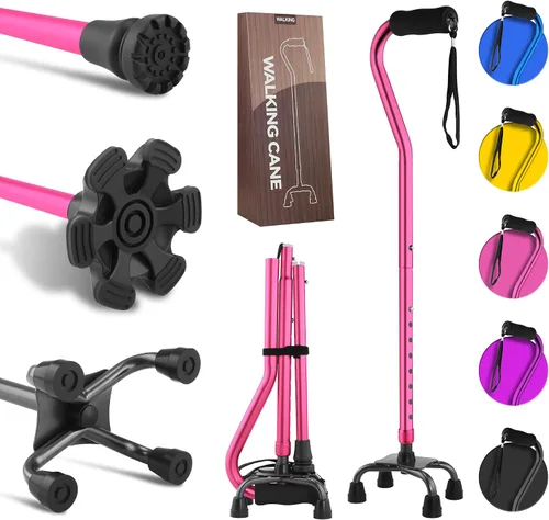 Vista 13 de LIXIANG Bastones para Caminar que Estabilizan Mujeres Bastones Cuádruples para Personas Mayores y Adultos Plegables Ajustables para Hombres