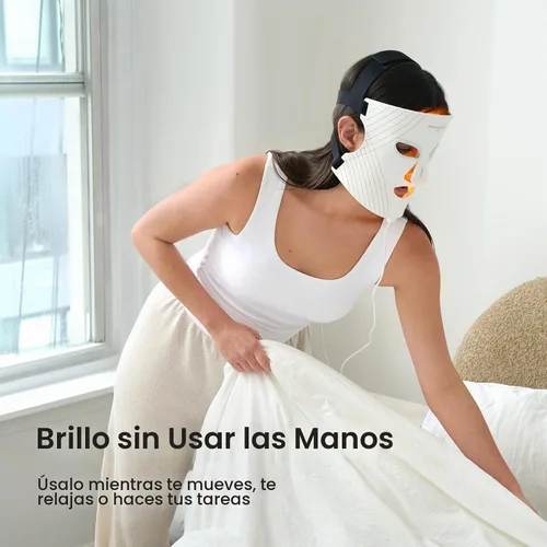 Vista 10 de wavytalk Red Light Therapy Mask for Face, Glow Time LED Face Mask 850nm NIR Blanco