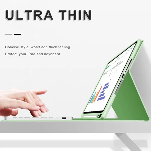 Vista 8 de aoub Funda para iPad de 9ª/8ª/7ª Generación de 10.2 pulgadas, Funda con Soporte Folio Desmontable Cubierta de Teclado Inalámbrico Bluetooth Funda