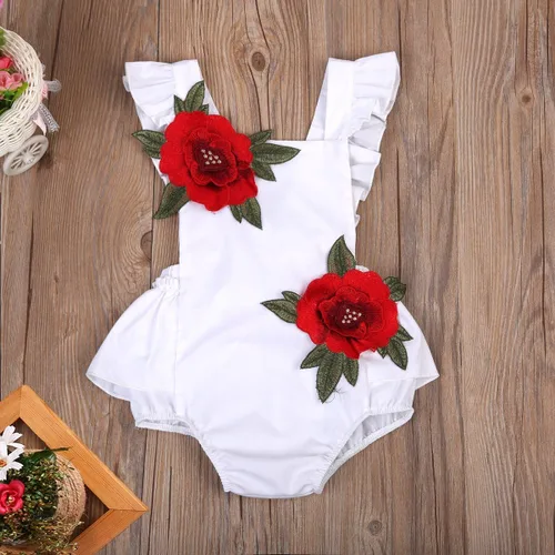 Vista 31 de Mameluco para bebé y niña, ropa floral para el verano, traje de verano