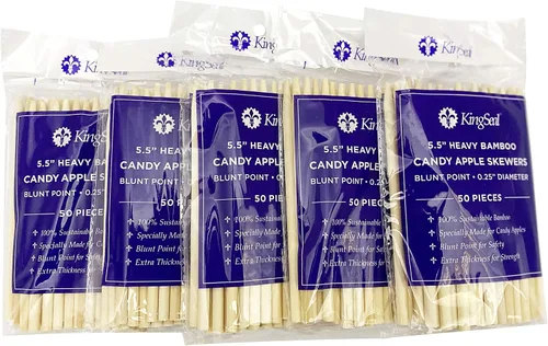 Vista 9 de KingSeal - 100 pinchos de madera de bambú natural de manzana, palitos de 5.5 pulgadas x 0.256 in de diámetro, punto romo para seguridad, paquete al