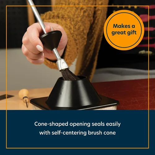 Vista 4 de Weaver Leather Supply - Olla de pegamento de 25 onzas, color negro, contenedor de pegamento de aluminio robusto con cepillo integrado, herramienta