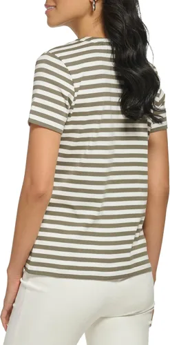 Vista 3 de Calvin Klein Cuello redondo y manga corta a rayas para mujer