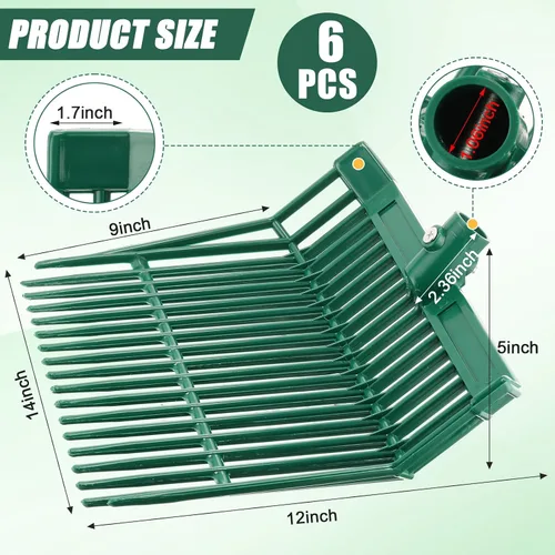 Vista 2 de WILLBOND 6 piezas de cabeza de horquilla de estiércol 18 dientes con tornillos y tuercas, horquillas de repuesto de plástico ABS duradero estable