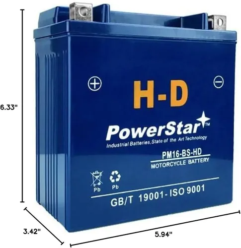 Vista 4 de PowerStar YTX16-BS - Batería de ATV resistente para Suzuki 500cc LT-A500F Vinson 4WD