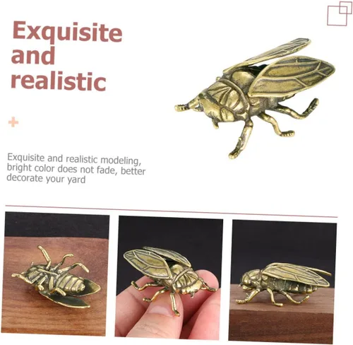 Vista 2 de Yardwe Adornos de cigarra decoraciones para salas de casa Cicadas Escultura Cicadas Figura Pequeña Miniatura Figuritas Delicadas Estatua de Cicadas