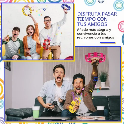 Vista 7 de 5 piezas de pandereta en forma de pétalo de plástico de percusión de pandereta musical, campanas de mano para instrumento de ritmo musical para 5