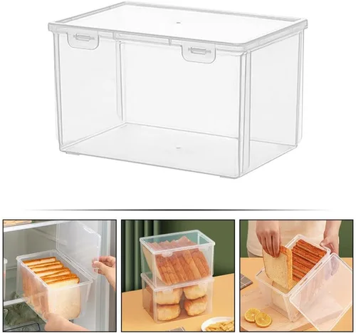 Vista 9 de Kichvoe - Caja de pan transparente de grado alimenticio, contenedor de almacenamiento de plástico para pan casero, organizador de pan para encimera