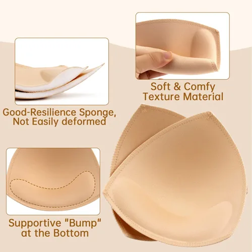 Vista 5 de KSang Bra Pads Inserts 4 Pairs Sewn Edges Breast Padding for Sports Bras Swimsuits Bikini A, B, C, D Cup Available