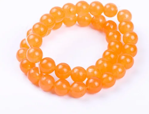 Vista 2 de Cuentas de piedra sueltas de jade teñidas redondas naturales a granel para hacer joyas, 4 (0.315 in, rojo naranja)