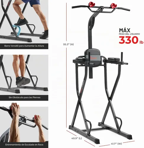 Vista 7 de Sunny Health & Fitness Power Tower and Dip Station for Home Training
