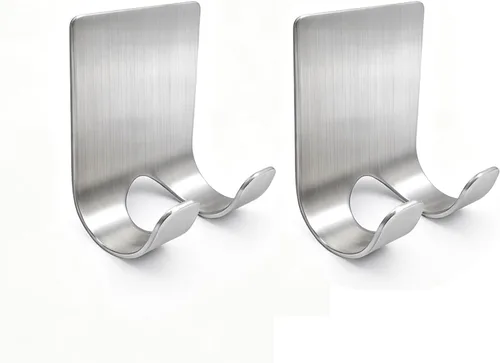 Vista 10 de Soporte para maquinilla de afeitar (2 unidades), ganchos autoadhesivos resistentes de acero inoxidable, ganchos de pared adhesivos de acero
