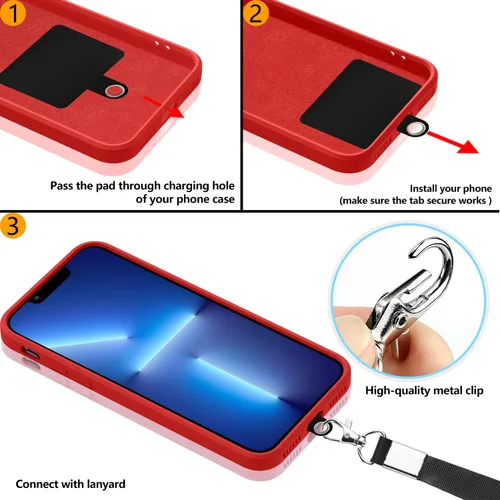 Vista 6 de Funda compatible con iPhone 11 de 6.1 pulgadas, silicona líquida suave al tacto, correa de cordón para el cuello, funda protectora a prueba de Rojo