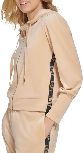 Vista 6 de DKNY Sudadera con capucha suave con cremallera para mujer
