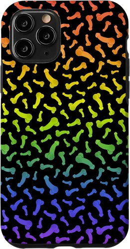 Vista 29 de Funda negra con diseño de pene o polla arcoíris para iPhone 17