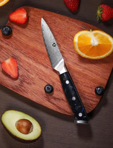 Vista 5 de WILDMOK Cuchillo de pelar de Damasco, 3.5 pulgadas japonés de 67 capas de acero de Damasco, cuchillo de pelar profesional, cuchillo de cocina