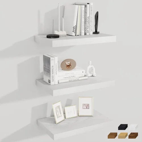 Vista 59 de Fun Memories Pequeños estantes flotantes para pared, estantes cuadrados de pared de 8 pulgadas con soportes invisibles, estantes negros para baño