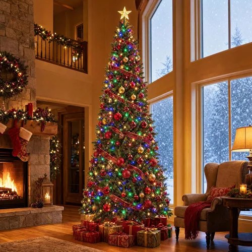 Vista 29 de Árbol de Navidad preiluminado de 6 pies con 210 luces Verde-clásico