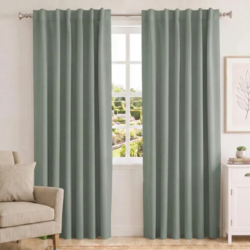 Vista 88 de Turquoize Cortinas Opacas con Aislamiento Térmico Paneles de Tratamiento de Ventanas con Bolsillo para Barra Paneles de Ventana para Ventanas
