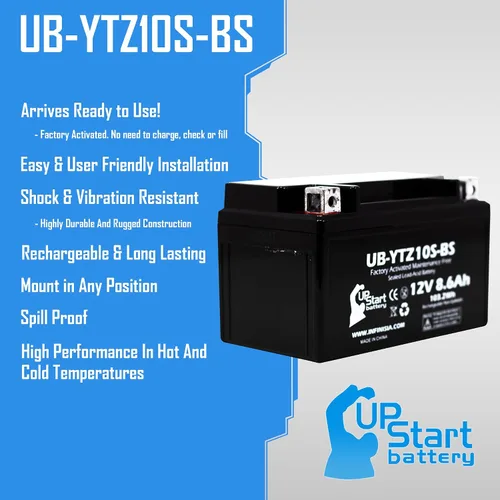 Vista 5 de Reemplazo para Yamaha FZ8 800CC 2012 activado de fábrica, sin mantenimiento, batería de motocicleta - 12V, 8.6Ah, UB-YTZ10S-BS