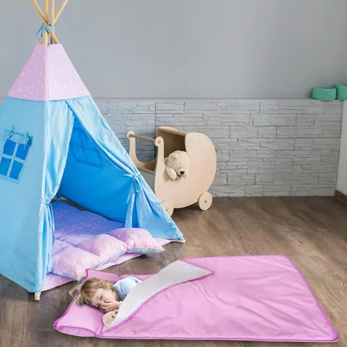 Vista 6 de Tapete para siesta con manta, tapete para niños pequeños y niñas, tapete para siesta para guardería, preescolar, jardín de infantes, saco de dormir