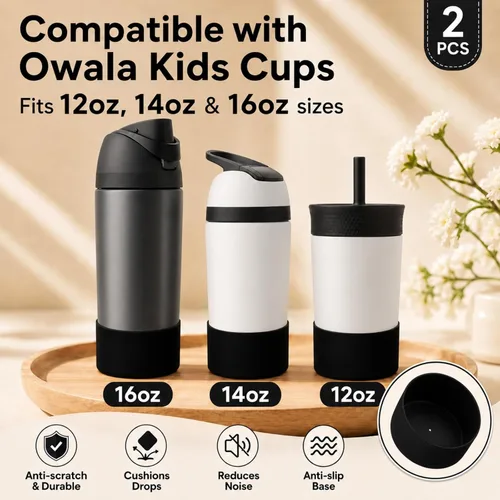 Vista 2 de 2 botas protectoras de silicona compatibles con Owala Kids de 16 onzas y 14 onzas, accesorios para 12 onzas, antideslizantes, resistentes a