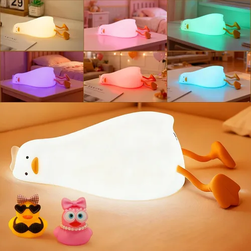 Vista 14 de FAMIDUO Luz Nocturna de Flamenco para Niños, Regalo Rosa de Flamenco, Lámpara de Animal de Silicona LED Apretujable, Luz Nocturna de Guardería
