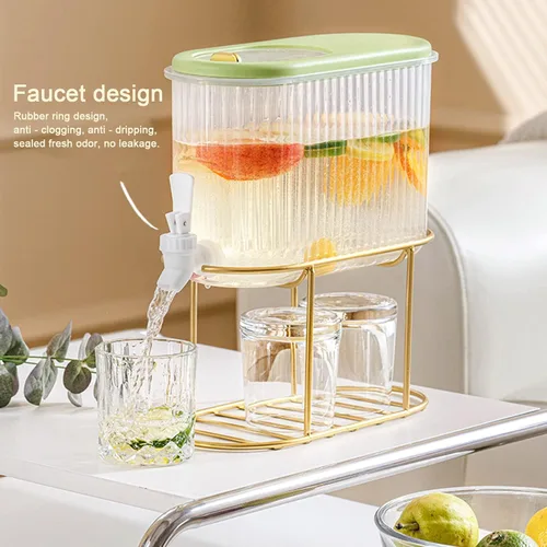 Vista 6 de Dispensador de bebidas de 3.5L/1 galón, hervidor frío con grifo, dispensador de jarra de agua duradero de plástico para refrigerador, cubo