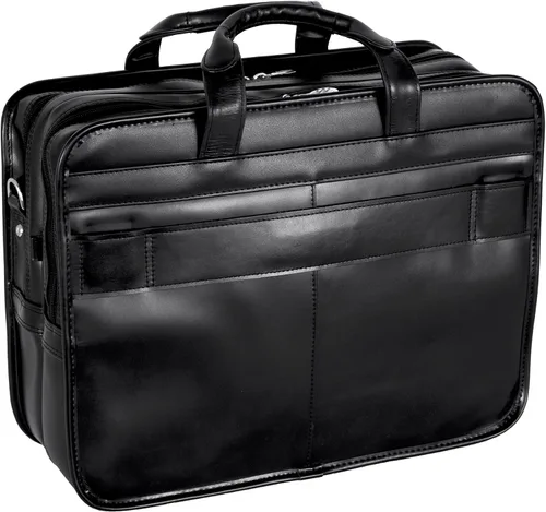 Vista 6 de McKleinUSA, P Series, Franklin, cuero vacuno de grano superior, cuero de 17 pulgadas, maletín para portátil con ruedas desmontables, color negro