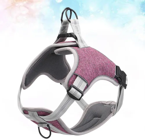 Vista 9 de Adjustable Reflective Pet Harness Vest Type Dog Chest Straps Breathable No-Pull Dog Harness for Walking Medium Purple