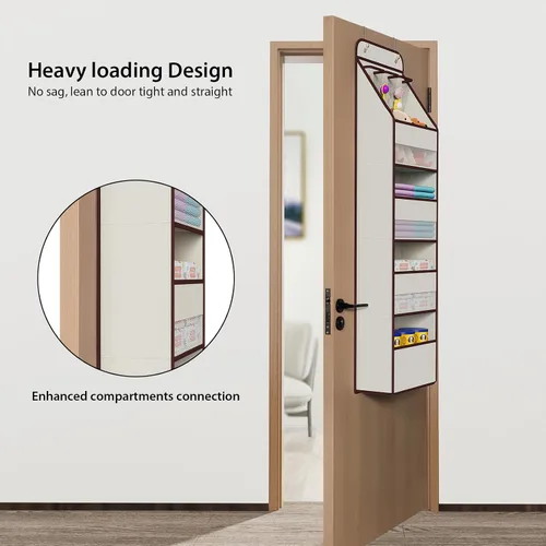 Vista 2 de Univivi Organizador para colgar sobre la puerta con 5 estantes de tela, organizador de almacenamiento para puerta con 4 bolsillos grandes y 3