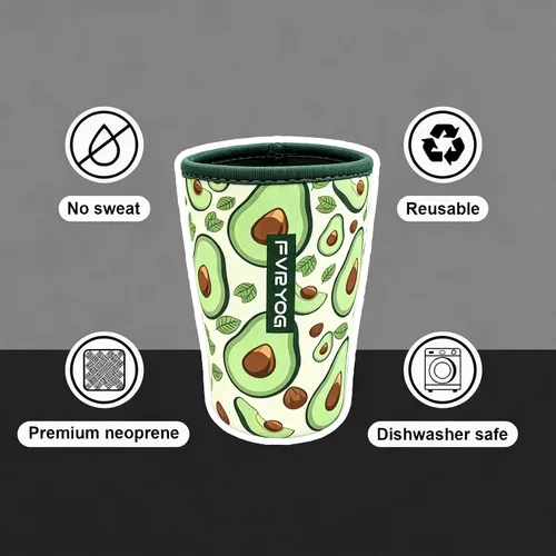 Vista 5 de Reusable Insulated Neoprene Iced Coffee Sleeves for Iced Coffee Cups, Coffee Coolies sleeves for Iced & Hot Drinks