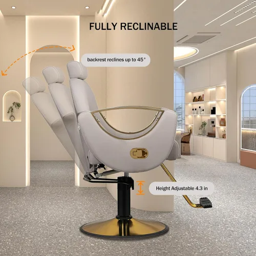 Vista 5 de Silla de peluquero reclinable silla de peluquería hidráulica sillas de peluquería giratoria de 360 grados silla de peinado silla de corte de salón