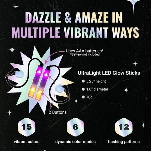 Vista 3 de ultrapoi Helix Poi Set Poi LED para Raves y conciertos LED Glow Enfermos Glow sticks with soft silicone handles, adjustable leashes, 70+