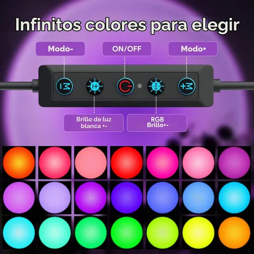 Vista 6 de Proyector de lámpara de puesta de sol Led luz con control remoto/aplicación