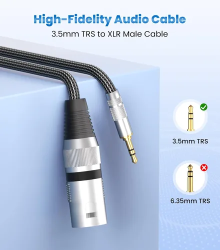 Vista 2 de Tisino - Cable de micrófono desequilibrado de 3,5 mm a XLR macho, adaptador de mini jack de 1/8 pulgadas a XLR - 0,5 m/1,6 pies 1/8 Inch to XLR