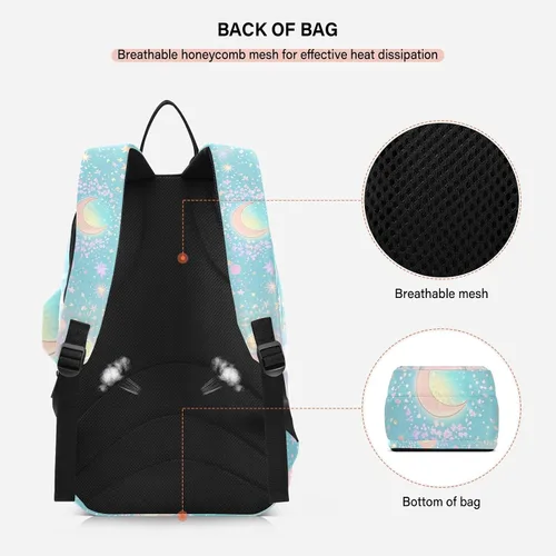Vista 4 de Mochila de pelota de raqueta de tenis, linda y resistente, color azul y rosa, para astrología, pickleball, bolsa de gimnasio para hombres y mujeres