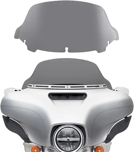 Vista 20 de Parabrisas ondulado negro de 4.5 pulgadas compatible con Harley Davidson Touring Street Glide/Electra Glide/Ultra Limited/Tri Glide FLHT FLHX FLHXS
