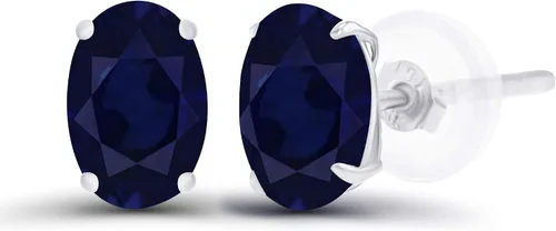 Vista 52 de Aretes ovalados de plata de ley 925 maciza chapados en oro de 0.236 x 0.157 pulgadas con piedra natal genuina para mujer Aretes de tuerca Amatista