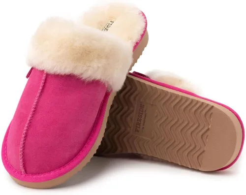 Vista 93 de Dearfoams Fireside Sydney Pantuflas anchas de piel de oveja para mujer, para interiores y exteriores
