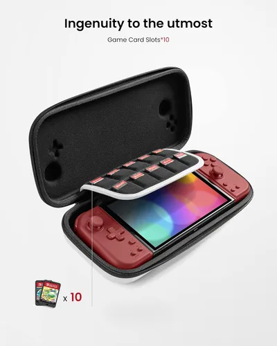 Vista 5 de tomtoc Carrying Case for Hori Nintendo Switch Split Pad Compact, Hard Shell Protective Travel Bag with 10 Game Cartridges, Split Pad Fit Controllers