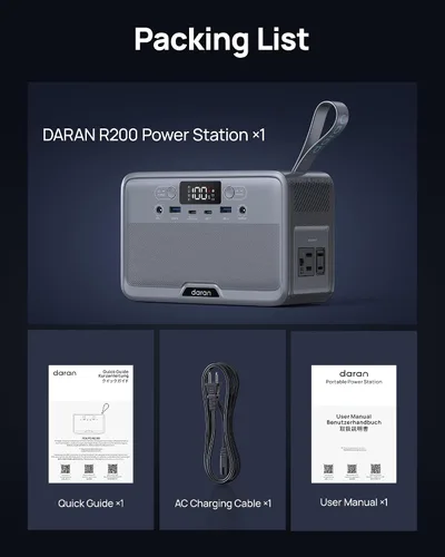 Vista 15 de DARAN Estación de energía portátil R200 192Wh, fuente de alimentación Gris