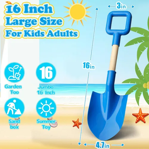 Vista 3 de Umnodobn Juguetes de arena de playa, palas de 16 pulgadas para niños y adultos, herramientas de jardinería con pala de pala, kit de caja de arena