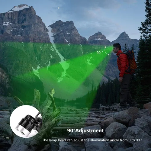 Vista 2 de Linterna de luz verde linterna 3 modos LED caza faro para la noche caza pesca astronomía