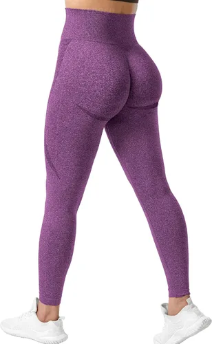Vista 3 de YEOREO Leggings de entrenamiento sin costuras para mujer, pantalones de yoga con contorno de sonrisa de cintura alta