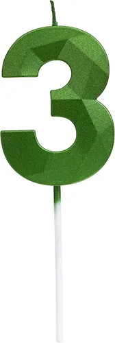 Vista 10 de Velas verdes para pastel de cumpleaños, velas con números de pastel de boda, diseño 3D para decoración de pastel para fiesta (verde, número 1)