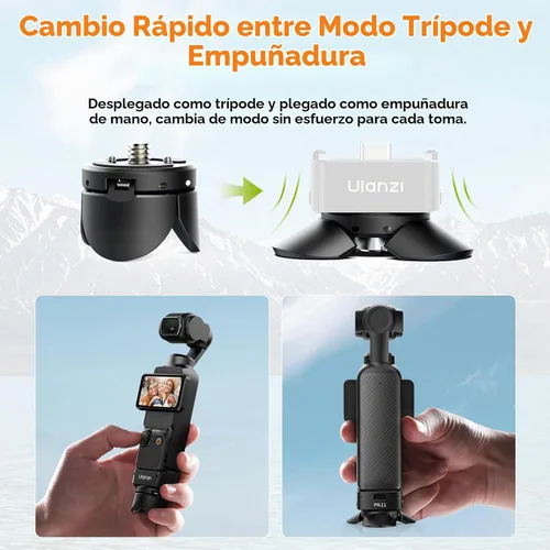 Vista 2 de ULANZI PK-08 Mini Trípode de Bolsillo para DJI Osmo Pocket 3, Trípode Mini Multiusos con Tornillo de Montaje de 1/4' para Insta360 X5 X4 X3