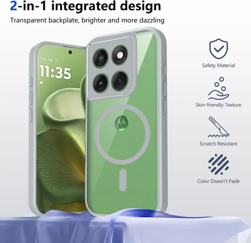 Vista 127 de Funda magnética transparente compatible con Xiaomi 17T, color negro 2 en 1 PC + TPU cubierta de teléfono a prueba de golpes, carcasa protectora